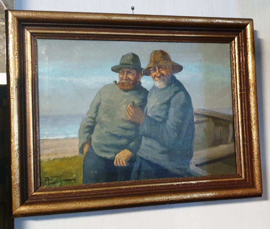 Malerie af et par gamle fiskere